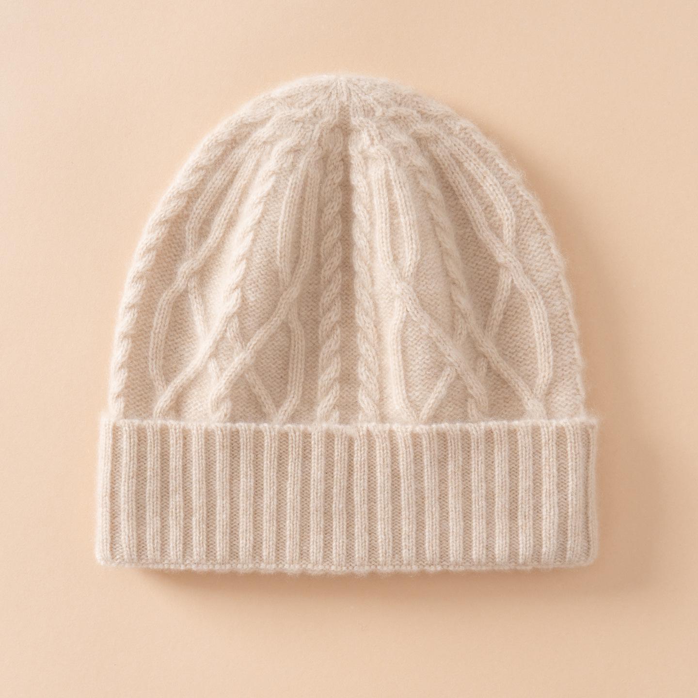 Women s Cable Knit Cashmere Hat - Warm Ear Protection, Solid Color, Versatile Winter Accessory One Size