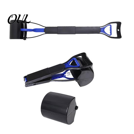 Durable Pet Poop Scooper Dog Pooper Scooper, Portable Waste Cleanup Tool with 20 Bags, Foldable Supplies Carry Case, for Yard, Lawn, Outdoor