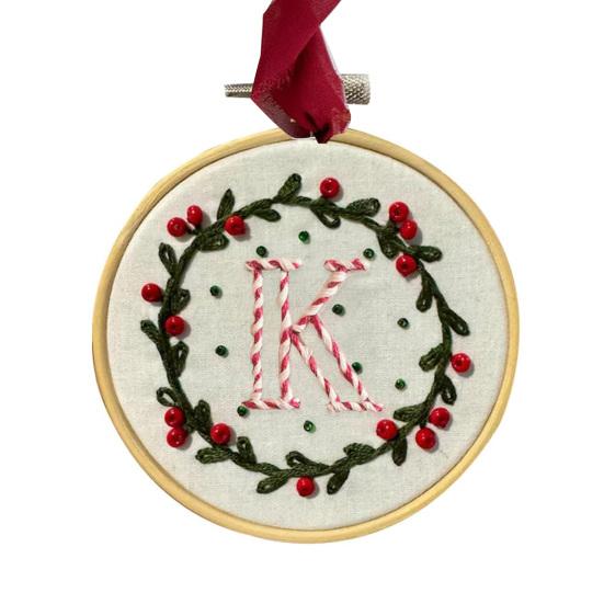 DIY Embroidered Christmas Ornaments Personalized Initial A–Z Monogram Embroidery Set Mini Handmade Christmas Embroidery