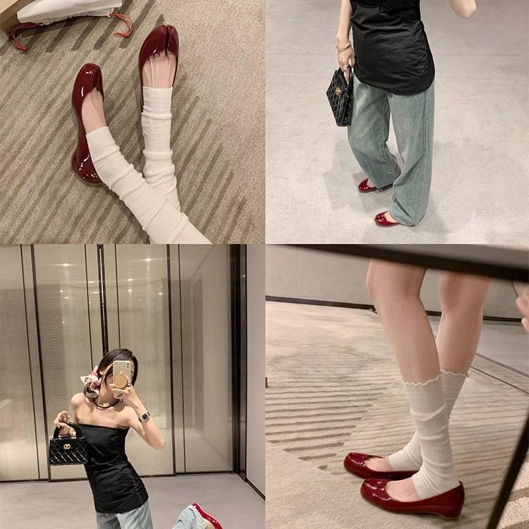 QSDD joint model~ red bottom tabi mesh rhinestone 2cm inner height increase sub-toe single shoes women's pig's trotters shoes casual versatile