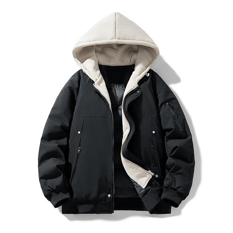 Giacca imbottita in cotone finto due pezzi da uomo per l'inverno, giacca imbottita in cotone larga, giacca ispessita, casual, versatile, giacca imbottita in cotone flow