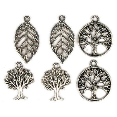 MégaCréa DIY - Nature Metal Charm Silver 17 To 24 Mm 6 Pieces