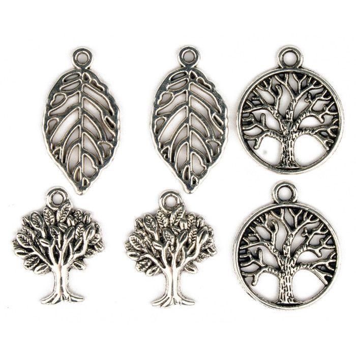 Breloque en métal nature Argenté 17 à 24 mm 6 pièces