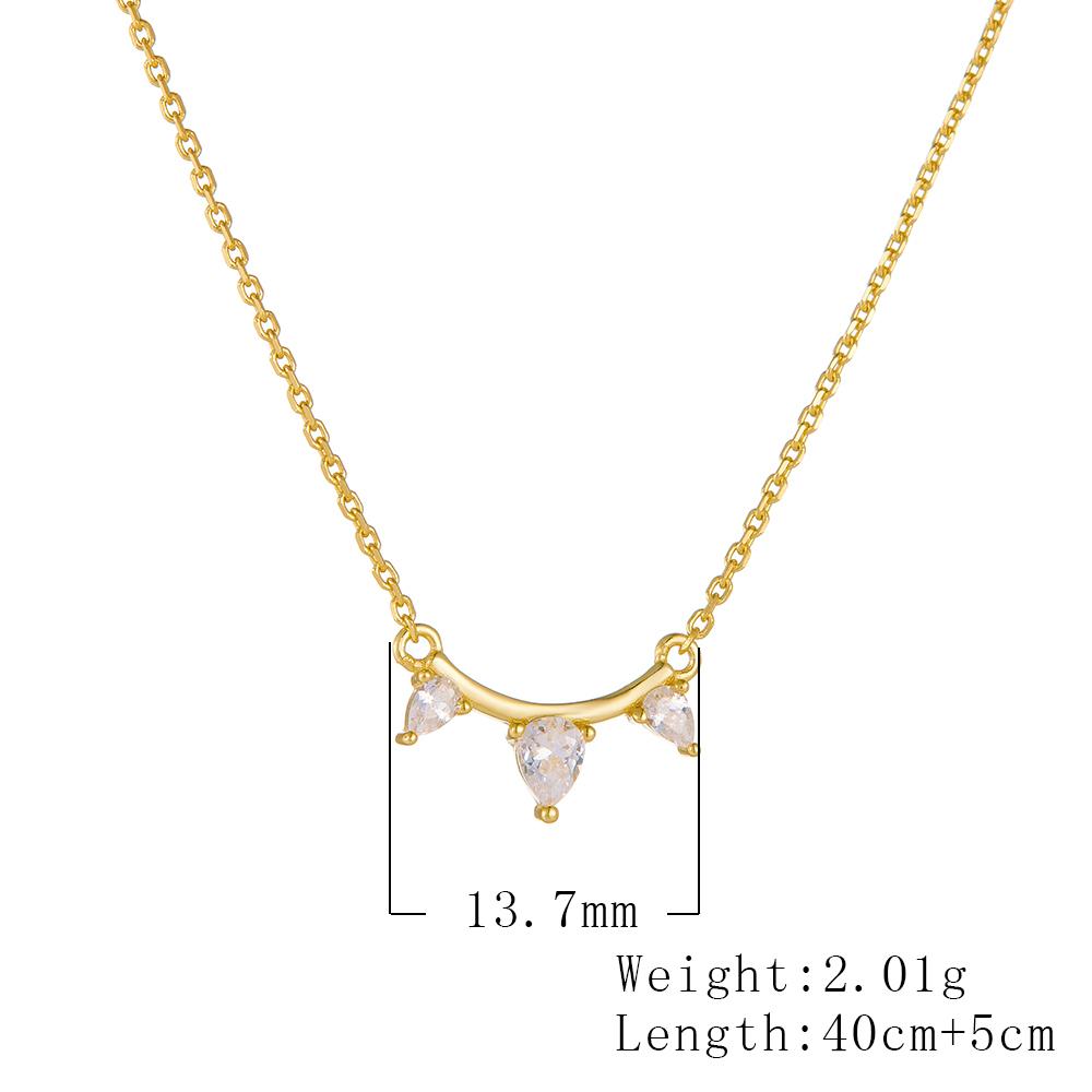 European and American Ins Style 925 Sterling Silver Fashion Jewelry Gold Plated Single Row Water Drop Zircon Pendant Necklace