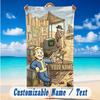 Beach Towel Custom Name Text, Quick Dry Large Towel For Beach HomeFallout Vault Boy