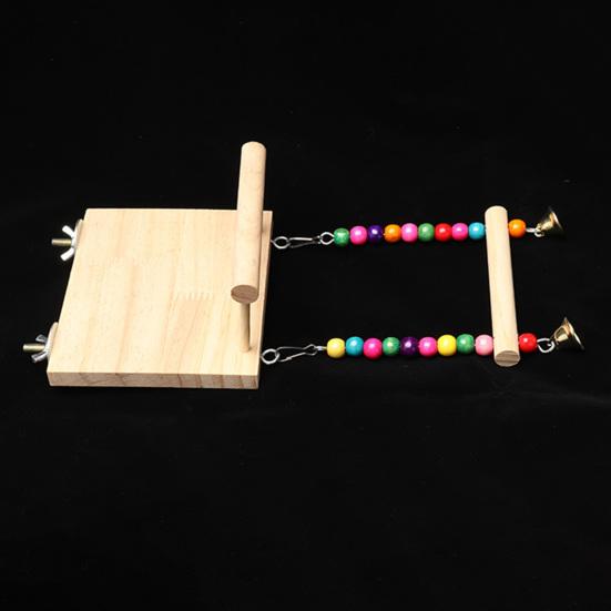Yousheng Parrots Swing Toy Wood Platform Colorful Beads Cage Toy Bird Perch Hanging Swing Toy with Bells Cage Accessories