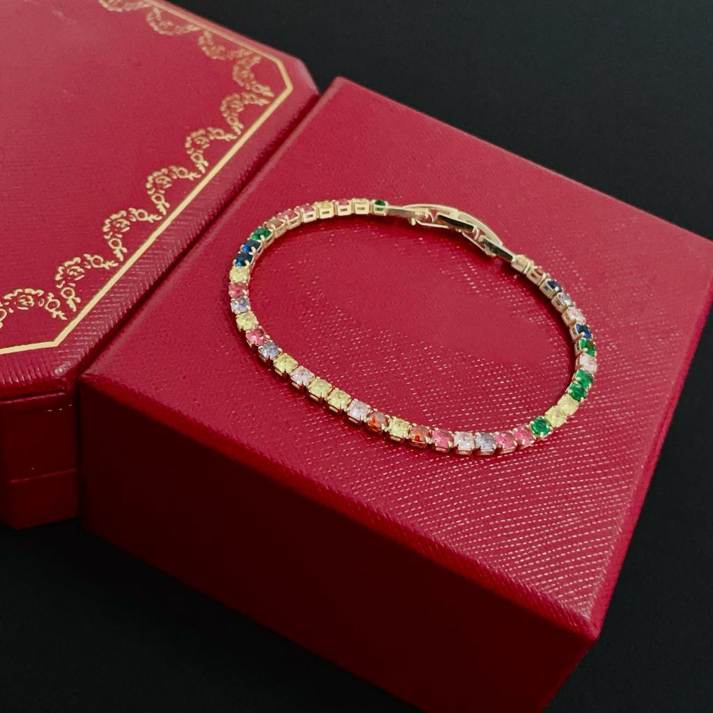 Colored zircon bracelet with diamond inlay crafted with precision, perfect for gifting and everyday wear, made of hypoallergenic material