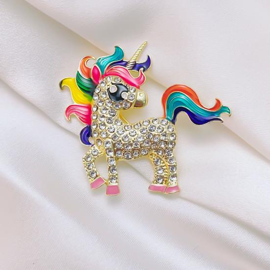 Broșă Pietre Strălucitoare Colorate Încrustate Design Cal Broșă Ac Insignă Rever Guler Costum Accesoriu Elegant