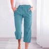 Frauen Hosen Jogginghose Einfarbig Gerade Weiche Elastische Taille Kordelzug Hosen Mitte der wade Länge Geerntete Hosen