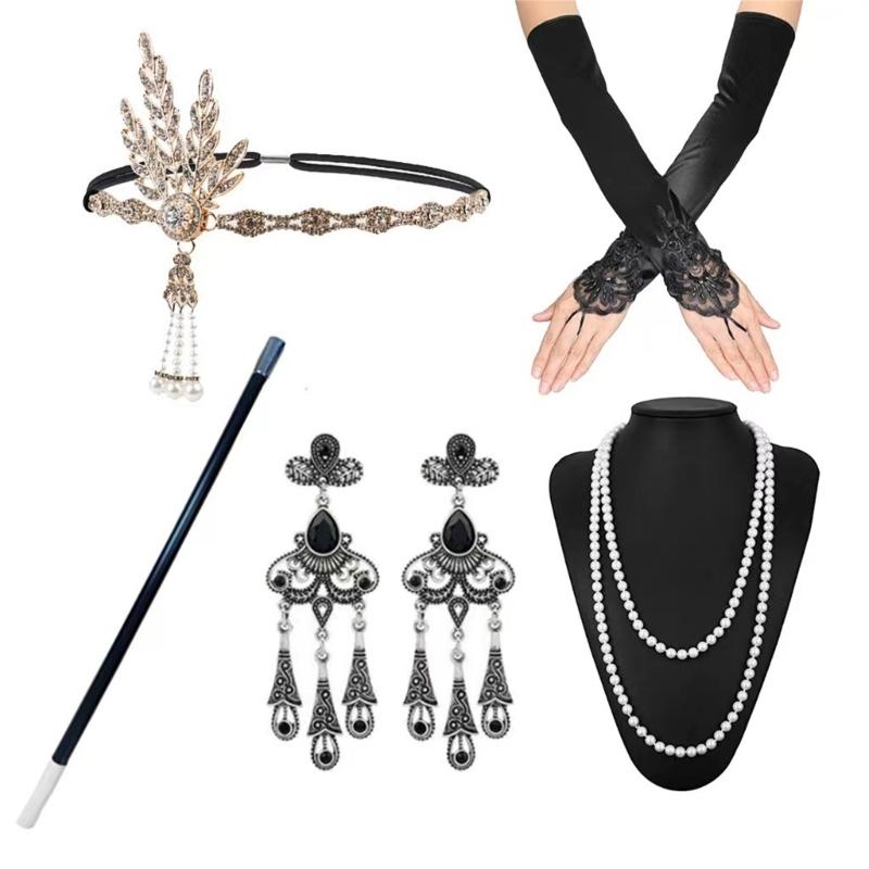 Sparkling Rhinestone Headwear Feathered Headgear Set Alluring Feathered Headband Comfortable for Halloween Singles Party