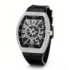 Men's Quartz Watch - Barrel-Shaped Starburst Silicone Strap Watch, Vintage Large Dial Quartz Watch with Boat Embellishments and
