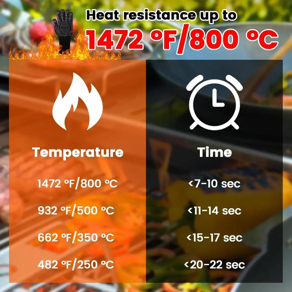 High Temperature Resistant BBQ Gloves Heat Insulation 800 Degree Microwave Oven Gloves Flame Retardant Heat-resistant Gloves