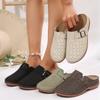 Cross Border Foreign Trade Plus Size Slippers for Women, Summer Baotou Metal Buckle Hollow Women's Shoes Slippers