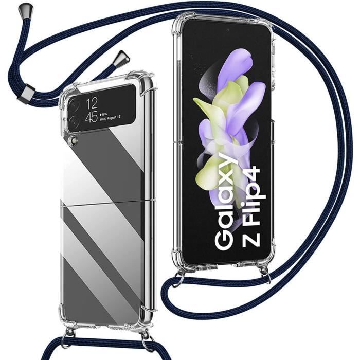 Coque - samsung - galaxy z flip 4 - tpu renforcé - anti-rayures - cordon bleu marine