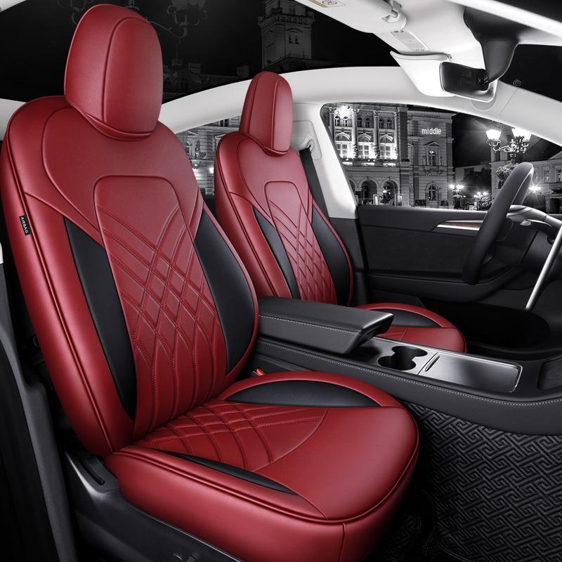 Universal Leather Seat Cushion for Tesla Model Y - All-Season, 5-Seater Fit