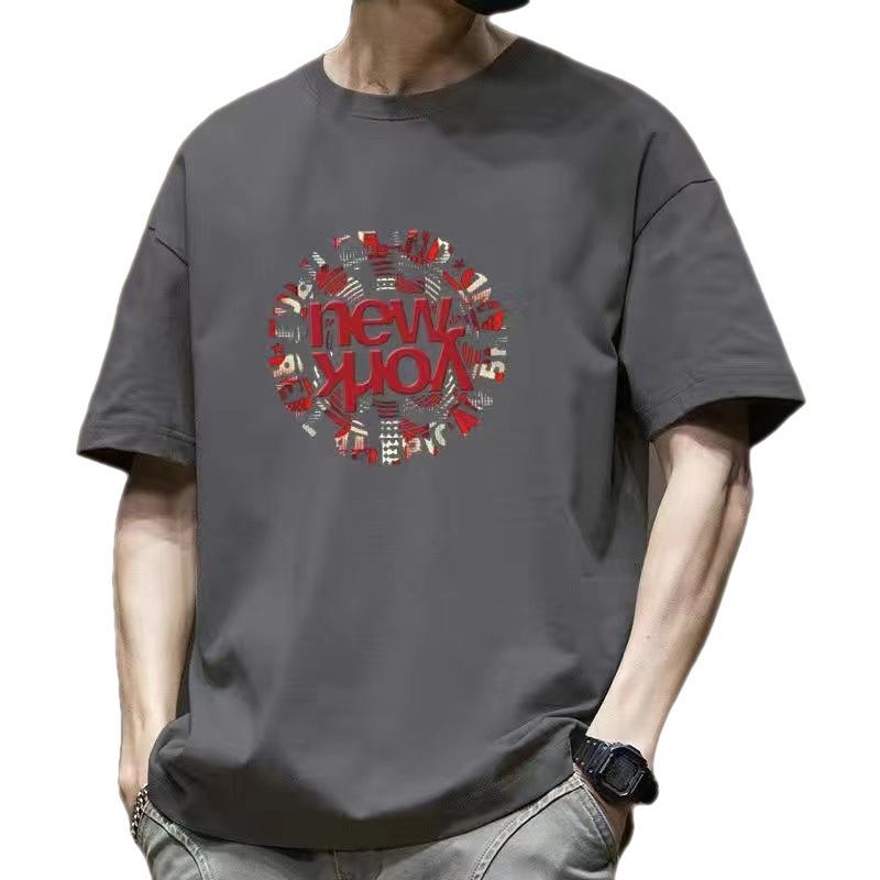 

Летняя футболка с коротким рукавом из чистого хлопка для мужчин, свободная, модная, повседневная, универсальная, с принтом XXXL