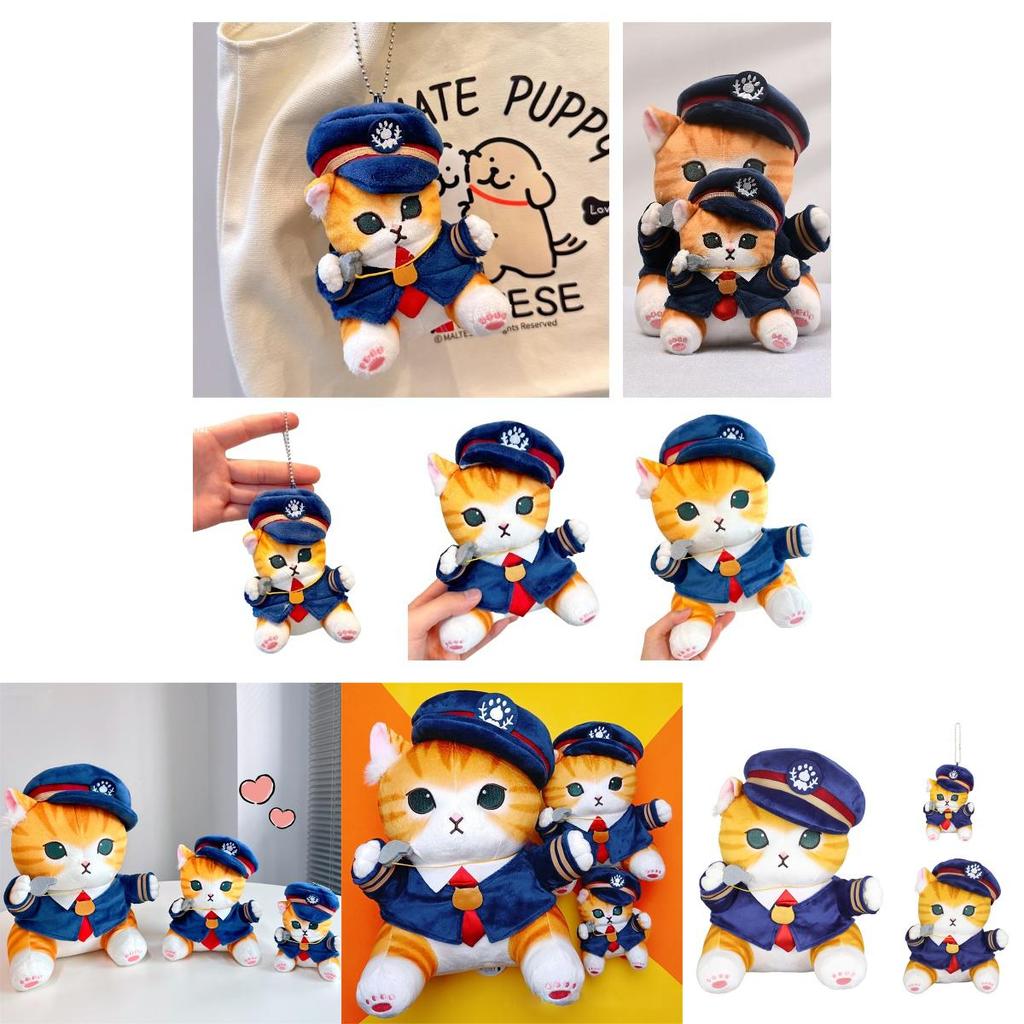 Cute Japanese Style Cat Conductor Plush Toy For Sleeping, Hugging, Decoration And Gifts 13in, 8in, Pendant