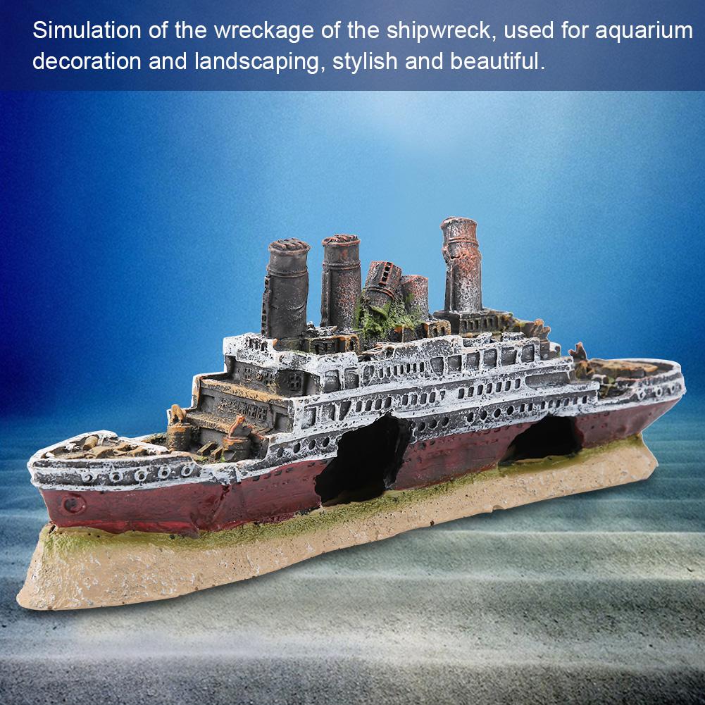 Titanic Lost Wrecked Boat Ship Aquarium Decoration Ornament Wreck Ornaments