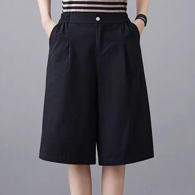 ZANZEA Women Summer Elastic Waist Solid Color Loose Casual Fifth Pants