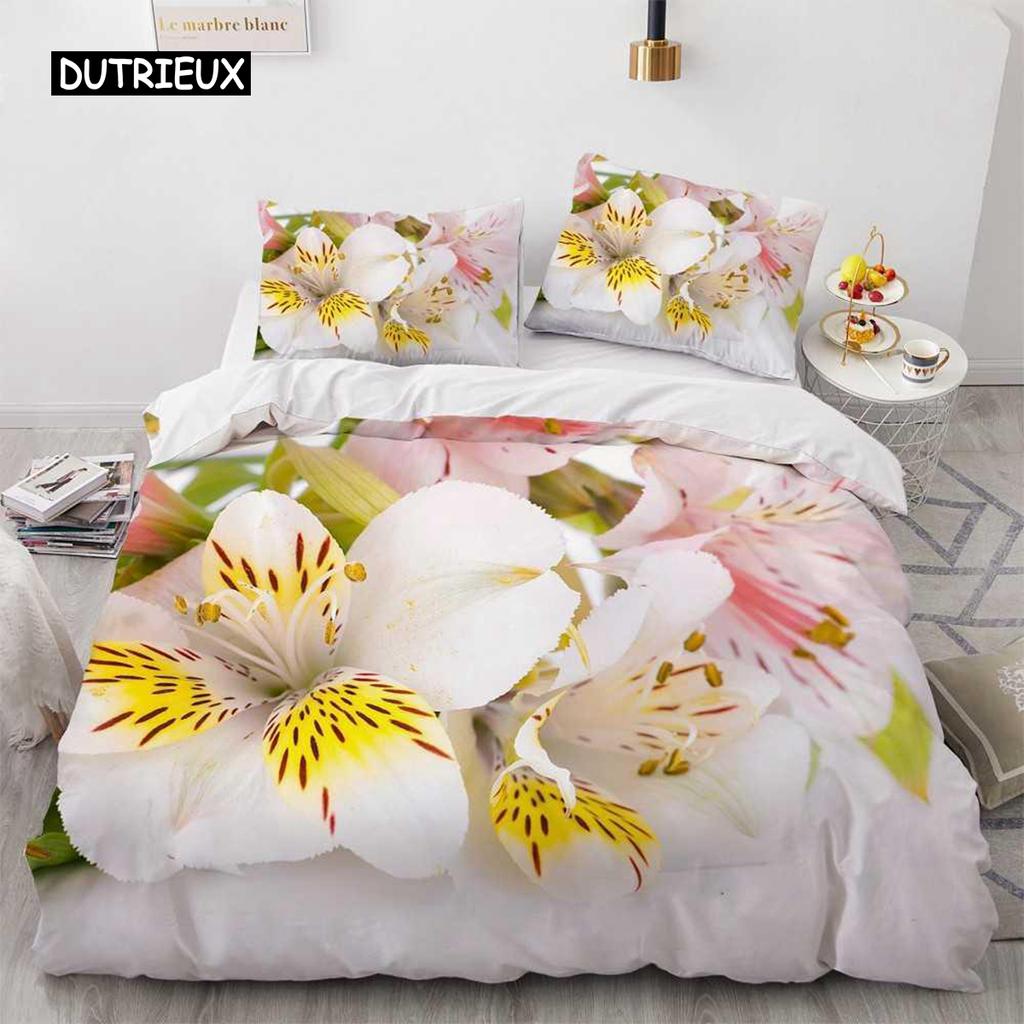 Flower Duvet Cover Set Microfiber Red Rose Bedding Set King Size Floral Print for Valentine's Day Mother's Day Soft Quilt Cover