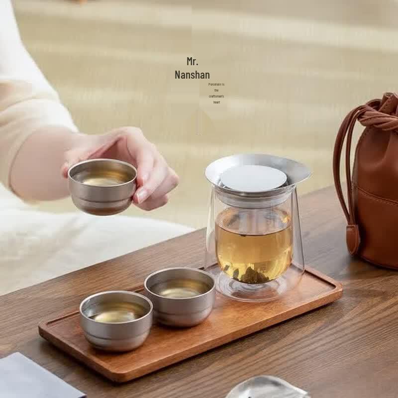 Nanshan Xiansheng Portable Pure Titanium & Glass Tea Set