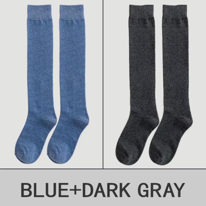 2 Pairs of Socks Women's Calves Socks Pure Color Cotton Socks Knee-japanese Department Jk Stockings College Wind Pile Socks