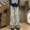 American Solid Color Pleated Functional Tooling Pants Men's Summer Trend High Street Ruffian Handsome Straight Loose Casual Wide-leg Pants