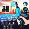 57N.m Electric Wrench Right Angle Wrench 3/8" Cordless Ratchet Rechargeable Scaffolding Tools with 2Pcs Battery Charger Kit 12V