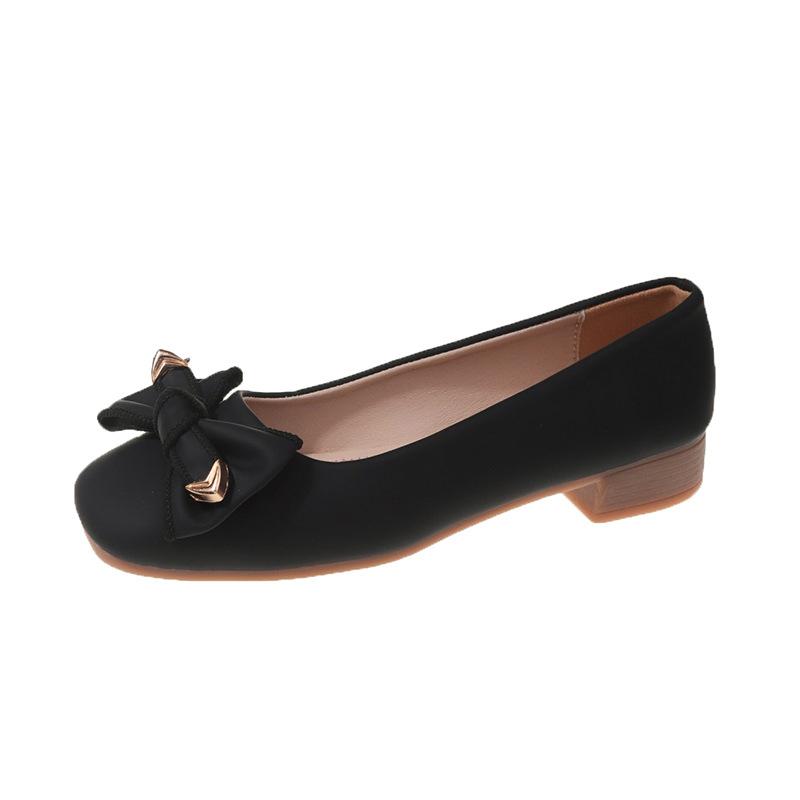 Single shoes women's new bow flats are comfortable and versatile, light mouth with skirt