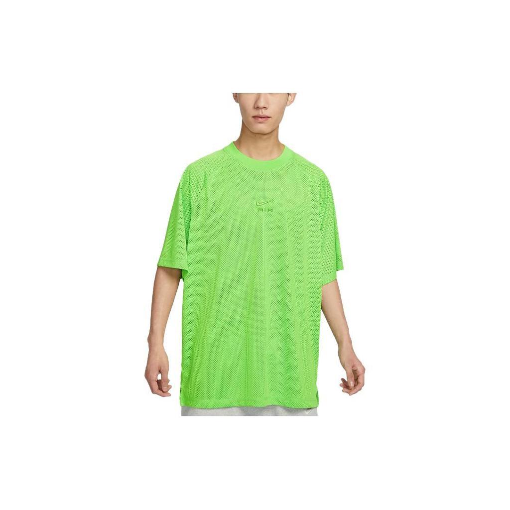 Nike T Shirts Men's Green Yellow Crew Neck Moderate Straight Fit DX0157-313