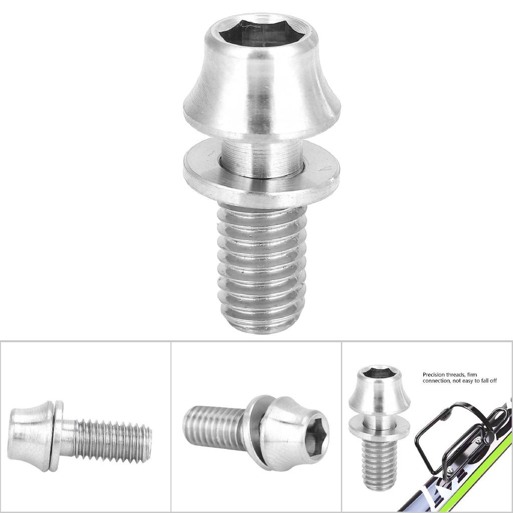 Bicycle Titanium Alloy Water Bottle Cage Screw Bolt M5x12 16mm with Washer (Titanium M5x12)