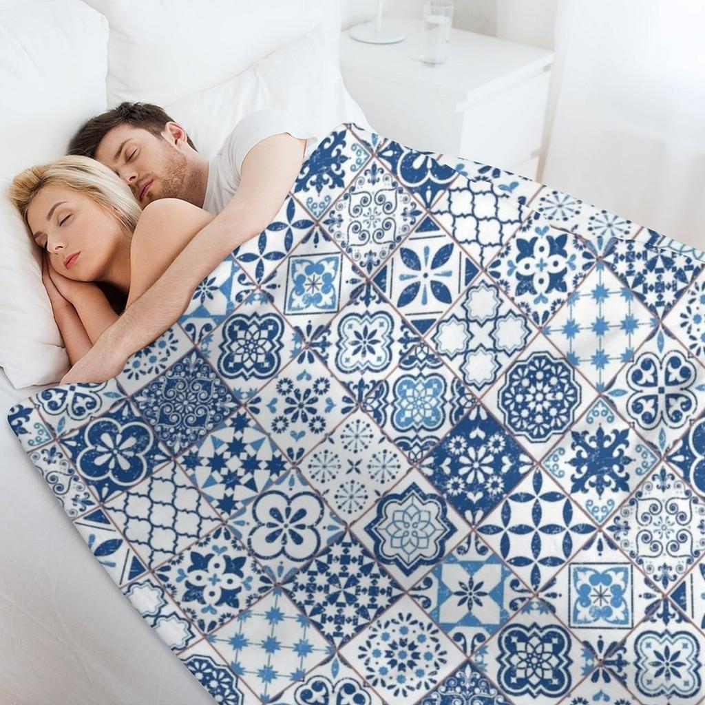 Portuguese Azulejos Throw Blanket Decorative Throw Sofa Quilt christmas gifts Cute Plaid Blankets