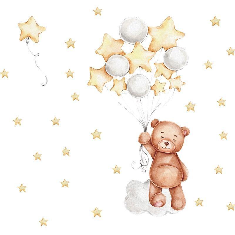 Cartoon Star Bear Moon Cloud Decoration Wall Decal Home Decoration Wall Decal Self Adhesive