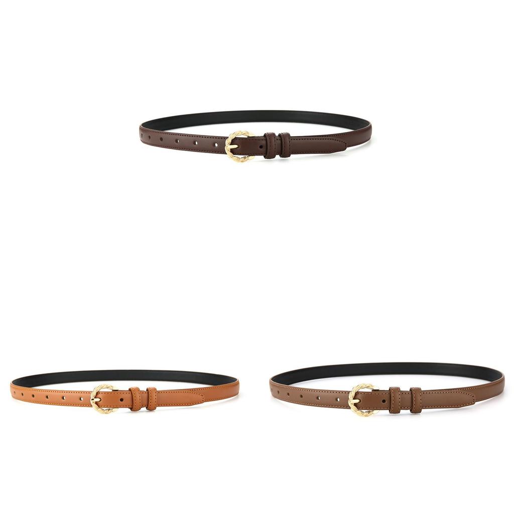 Women Leather Belt Casual Fashion Cowhide Slim Waist Belt For Outdoor Wear