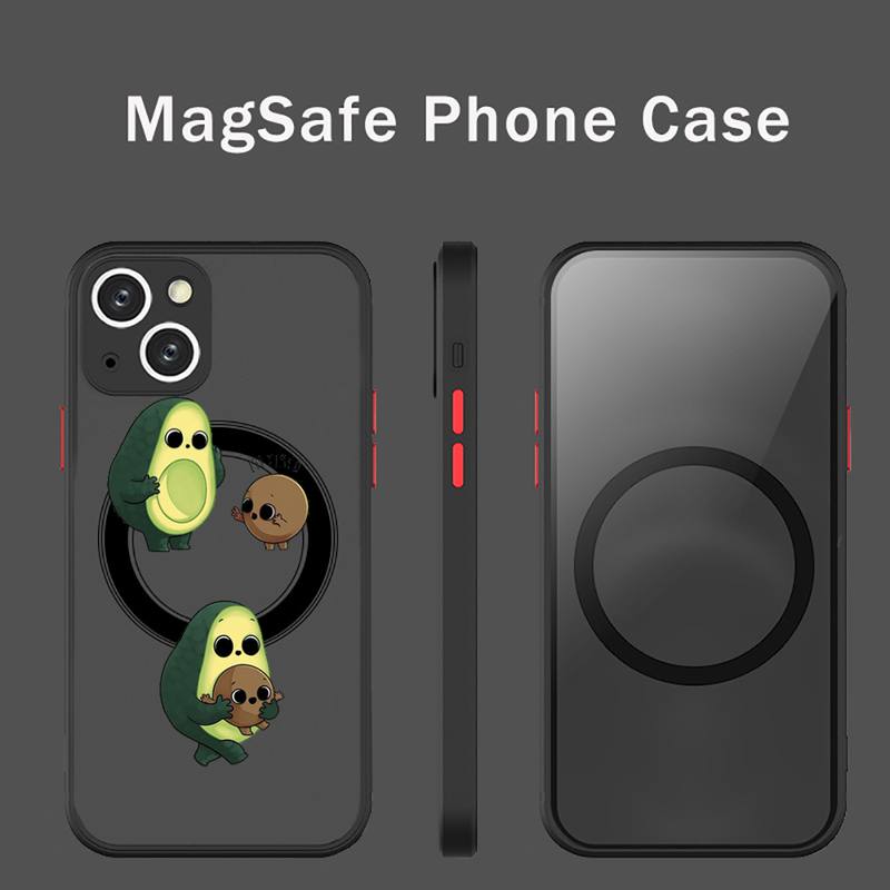 Awokado uroczy kreskówkowy owoc Etui na telefon Przezroczyste Magsafe Magnetyczne Magnes Do iPhone 13 12 11 Pro Max Mini Ładowanie Bezprzewodowe