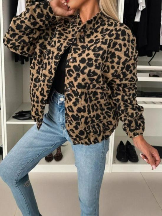 Retro Leopard Print Casual Coat for Women