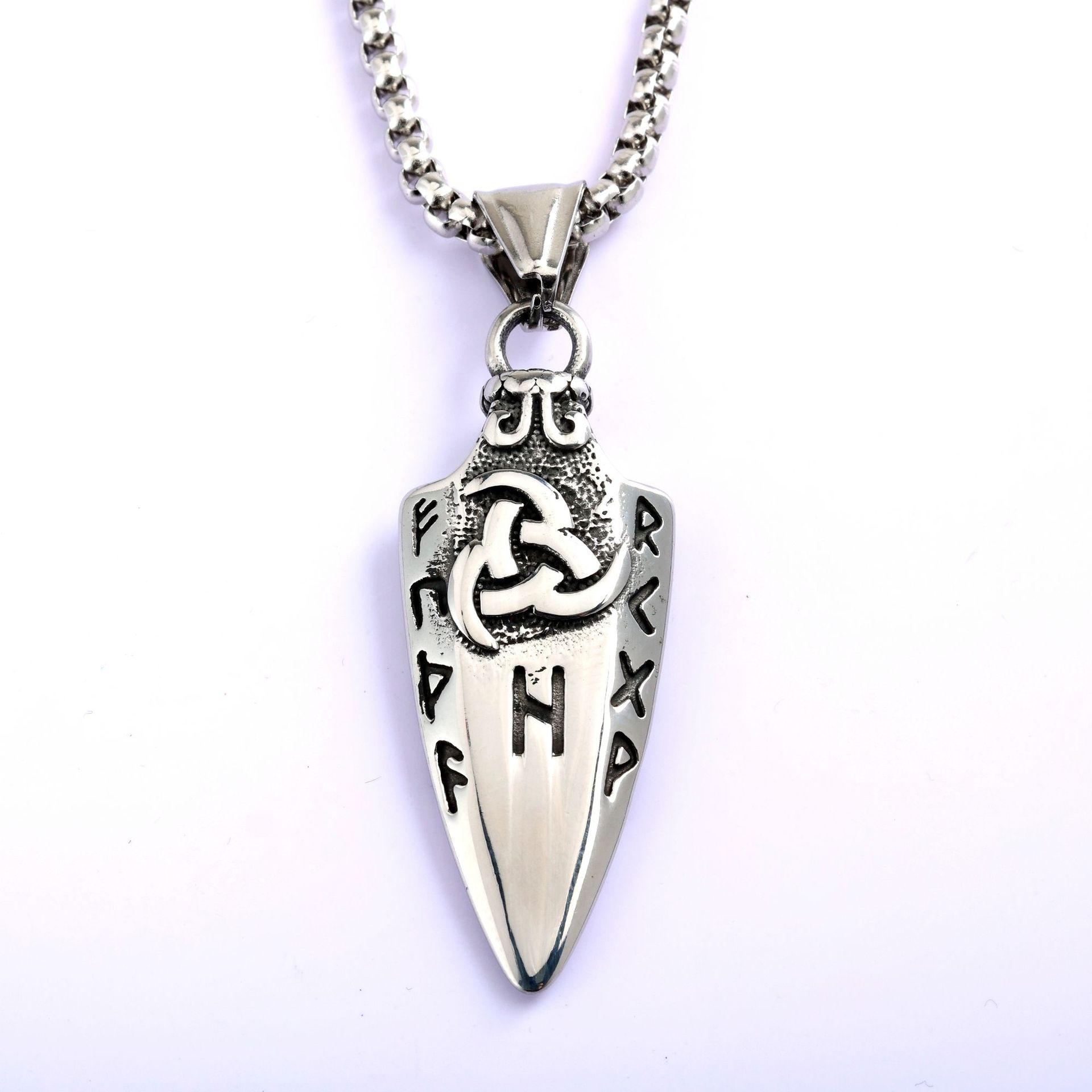 

Vintage Stainless Steel Mens Necklace Viking Celtic Knot Pendant Double Sided Durable Unisex Jewelry Gift