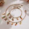 Qiong Yao Juicy Fruit Multi-Pendant Jewelry: 18K Gold Plated Bracelet, Necklace, Anklet