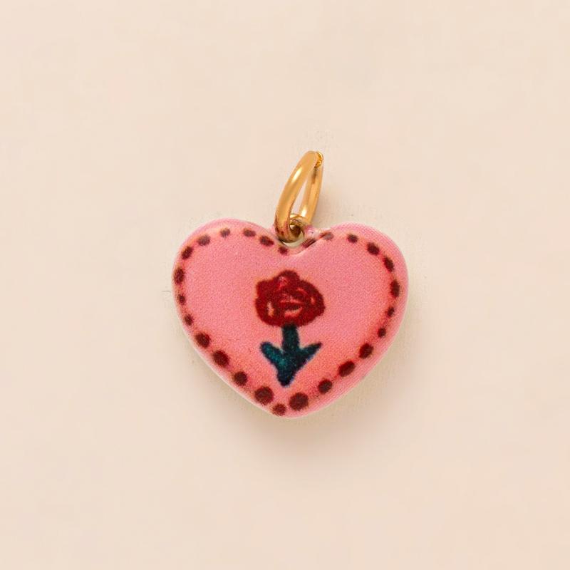 Colorful Dopamine Pendant Flower Fruit Love Shell Drip Oil Printed Pendant Trend Diy Charms Jewelry Making Accessories