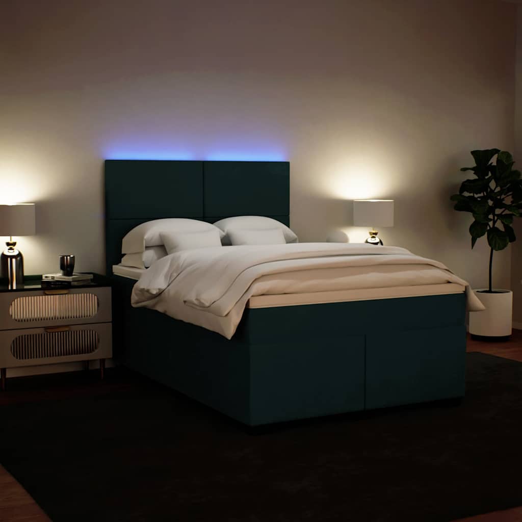 Box Spring Bed with Mattress Dark Green 160 x 200 cm Velvet