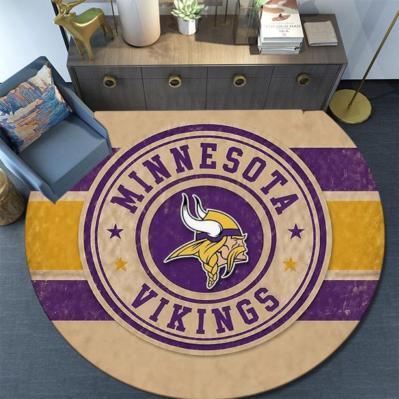 Minnesota Vikings3,Round Area Rug,Carpet Rug for Living Room Bedroom Sofa Playroom Decor,Non-slip Floor Mat