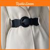 Stylish Women's Black Faux Leather Waist Belt With Elastic Stretch And Round Buckle
