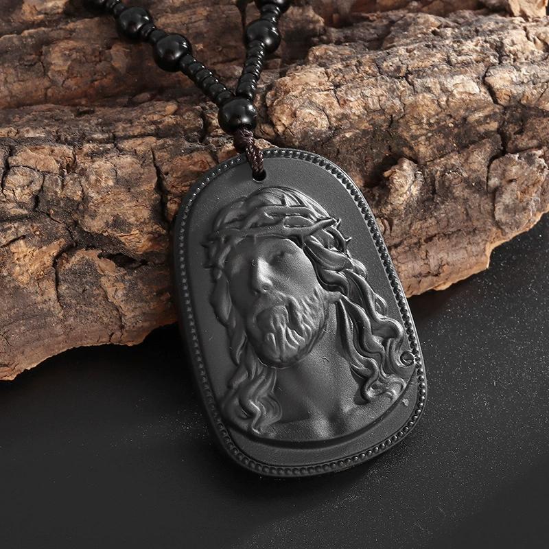 Buddhist Imitation Jade Pendant Necklace for Men Women Religious Buddha Accessories Gift