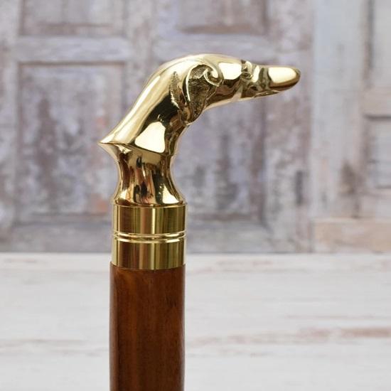 93.98 Cm Walking Stick Dog Greyhound Brass Cane Hunter Walking Stick Gift for Grandfather Father Wooden Cane Art Deco