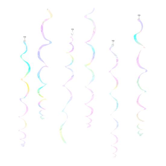 6 Pcs Colorful Ceiling Swirl Foil Decorations Plastic Hanging Spiral Streamers for Wedding Birthday Graduation New Year Party Decoration