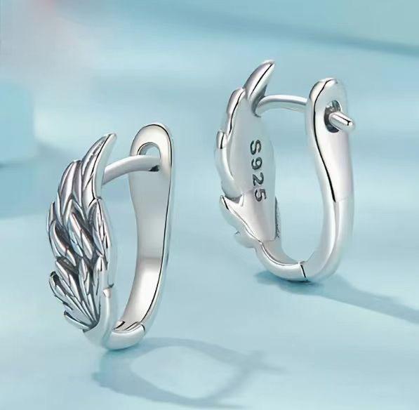

925 Sterling Silver Vintage Earrings For Women Trendy Simple Retro Wings Earring Jewelry Prevent Allergy Party Accessories Gift
