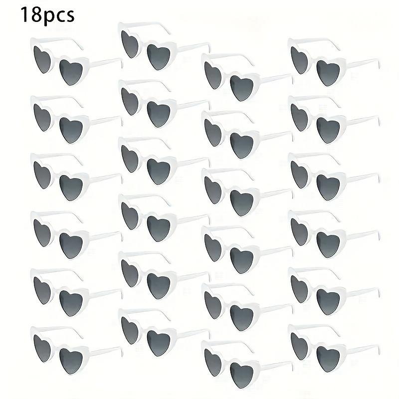 18 Pairs of Vintage Heart-Shaped Plastic Glasses for Women Perfect for Parties and Weddings
