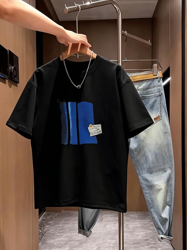 Fashion Unisexs Tshirt Pure Cotton Versatile Crew Neck Shortsleeve Tshirt Summer Casual Printed Top Streetwear Male Clothes