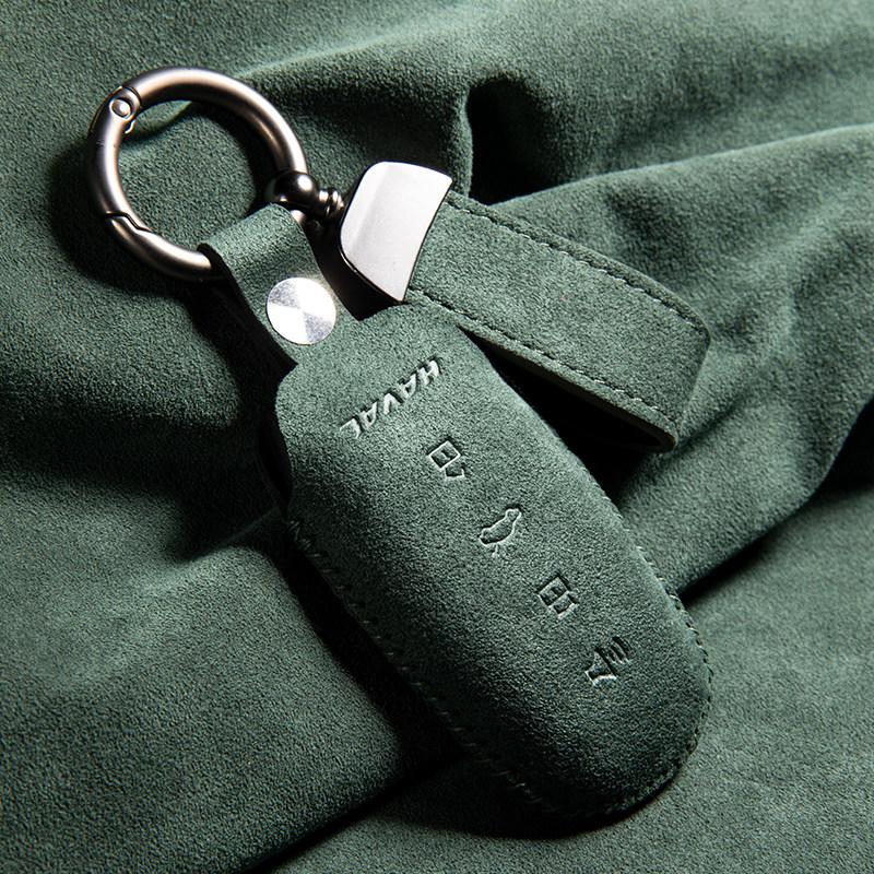 For Great Wall Haval H6 H5 Big Dog H7 Raptor H9  F7 M6 H2 Alcantara Car Key Case Bag Shell Buckle Suede Cover Keychain