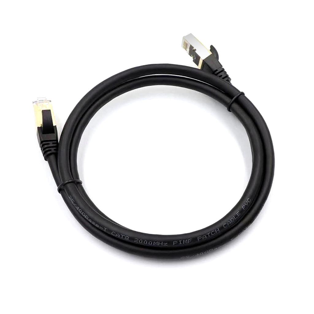 Cat8 Ethernet Cable High Speed Network Cable 40Gbps 2000Mhz  Shielded Twisted Pair  Gold Plated RJ45 Interface Black 3m